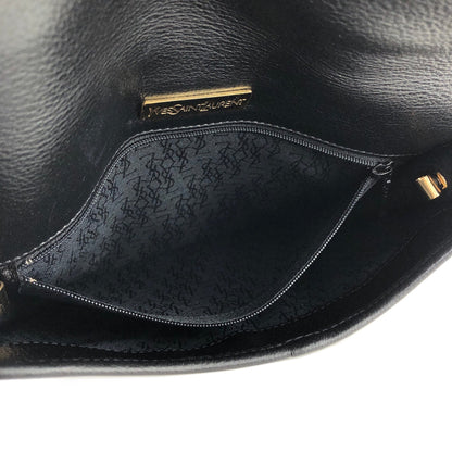 Yves Saint Laurent YSL Triangle logo Shoulder bag Black Vintage Old kirbab