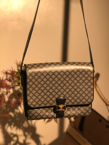 CELINE Macadam Triomphe Blason 單肩包 海軍藍 復古老款 celine nabwvx