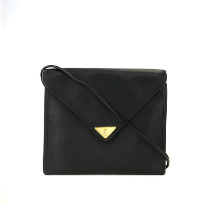 Yves Saint Laurent YSL Triangle logo Shoulder bag Black Vintage Old kirbab