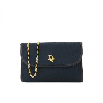 Christian Dior Trotter 提花鏈條迷你包肩背包海軍藍復古舊 ckmni2