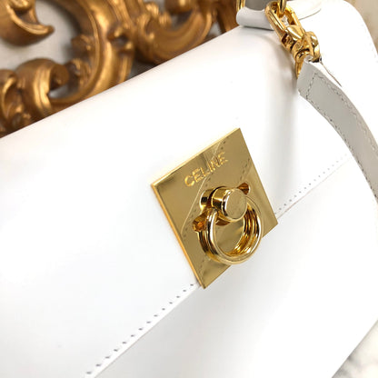 CELINE Gancini Kelly White vintage achjnp