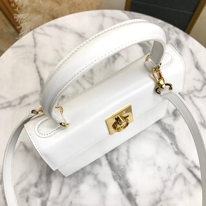 CELINE Gancini Kelly White vintage achjnp