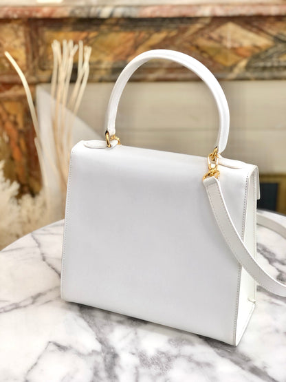 CELINE Gancini Kelly White vintage achjnp