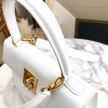 CELINE Gancini Kelly White vintage achjnp