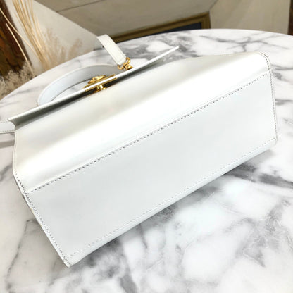 CELINE Gancini Kelly White vintage achjnp