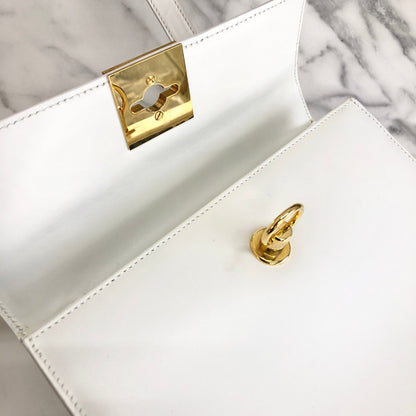 CELINE Gancini Kelly White vintage achjnp
