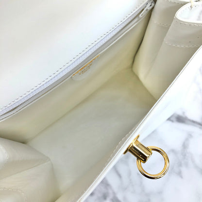 CELINE Gancini Kelly White vintage achjnp
