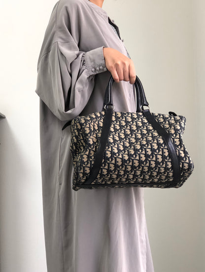 Christian Dior Trotter Small Boston bag Handbag Navy Vintage 6524f6