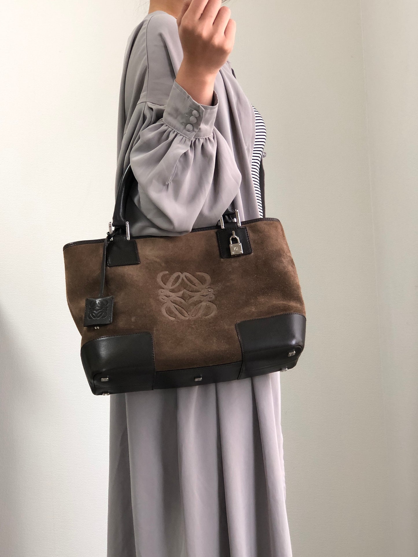 LOEWE Anagram Handbag Brown Vintage pbjguh