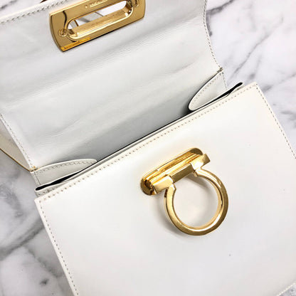 Salvatore Ferragamo Gancini Kelly 單肩包 手提包 皮革 白色 4cas4n