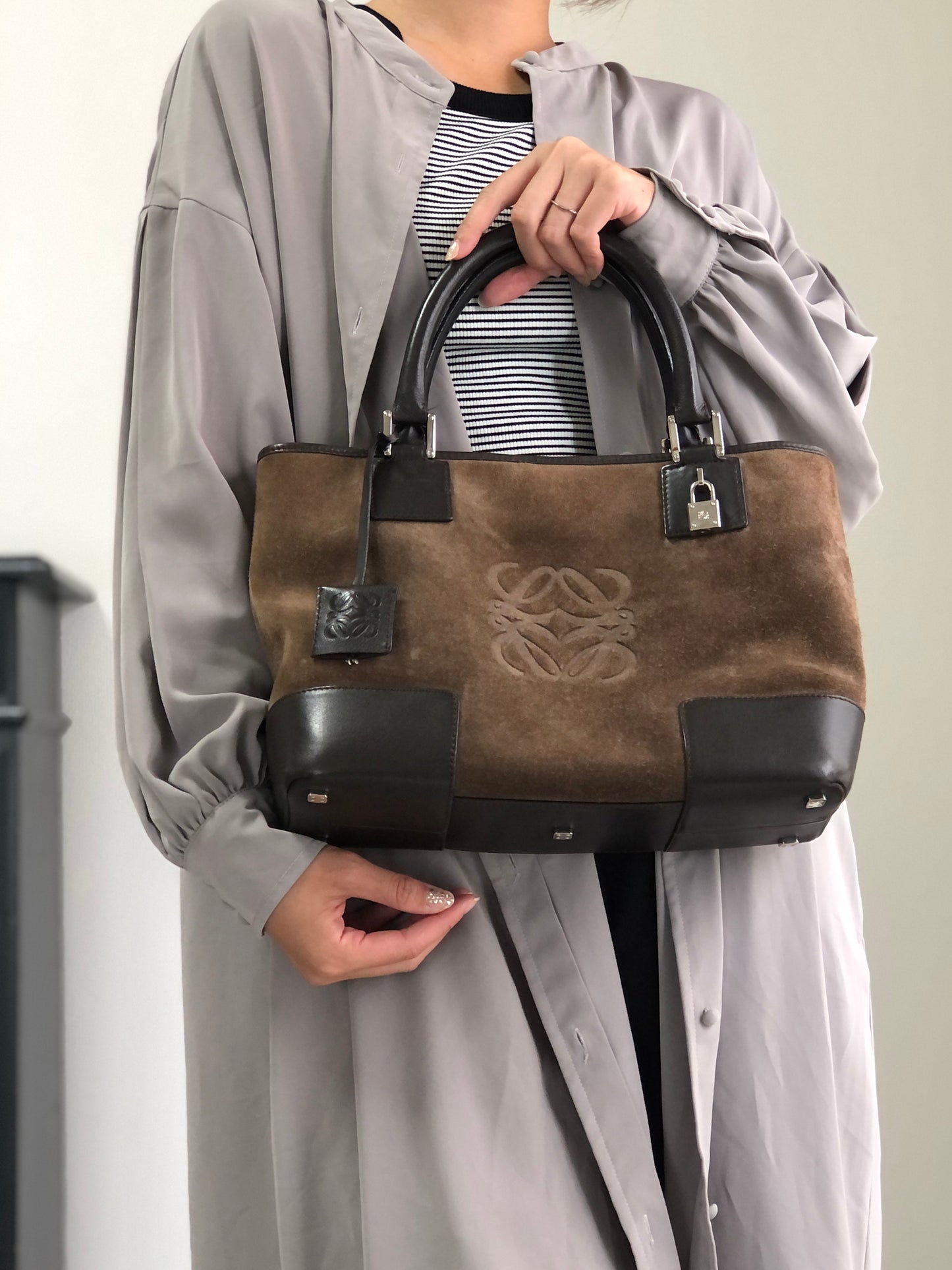 LOEWE Anagram Handbag Brown Vintage pbjguh