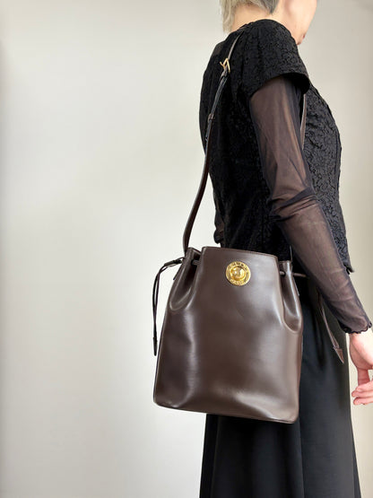 CELINE Starball Drawstring Shoulder bag Brown Vintage 4nhtxx