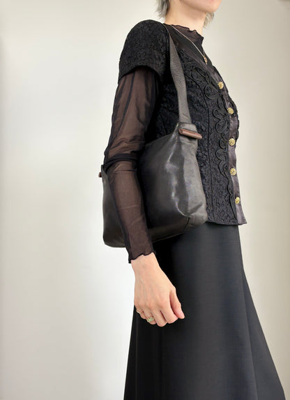LOEWE Logo Shoulder bag Hobobag Black Vintage nj2ii2