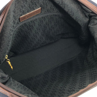 Yves Saint Laurent yEmbossed  Nylon x leather 2way bostonba shoulder bag navy x brown vintage old yf3gf4