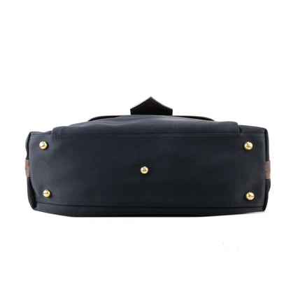 Yves Saint Laurent yEmbossed  Nylon x leather 2way bostonba shoulder bag navy x brown vintage old yf3gf4