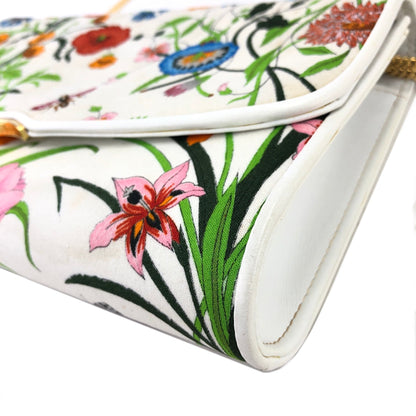 GUCCI Flora Chain Shoulder bag White Vintage Old gucci r847md