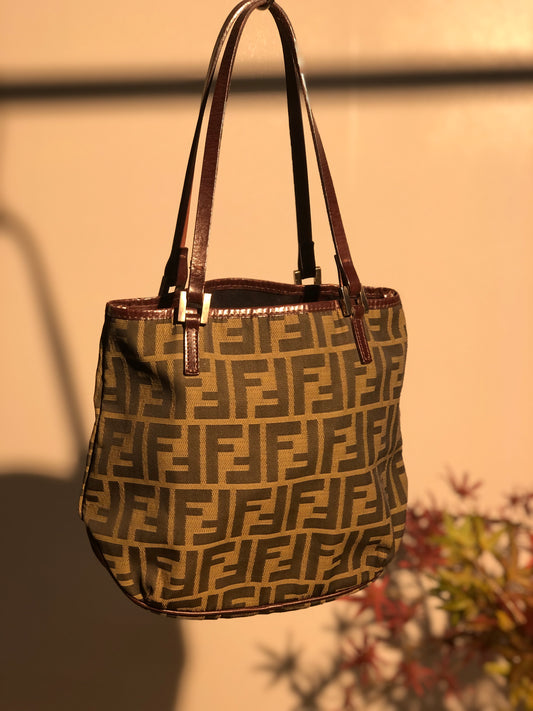 FENDI Zucca Jacquard Totebag Brown Old Vintage z3gjxz