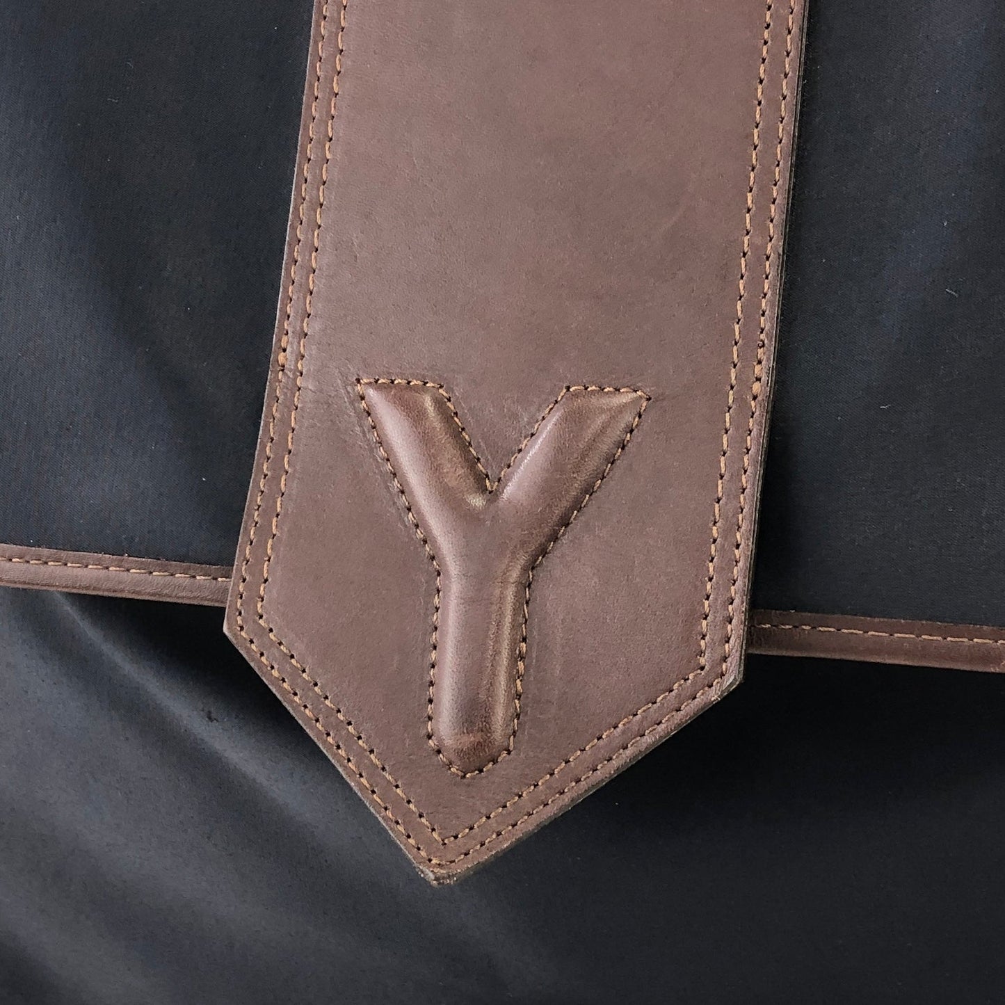 Yves Saint Laurent yEmbossed  Nylon x leather 2way bostonba shoulder bag navy x brown vintage old yf3gf4