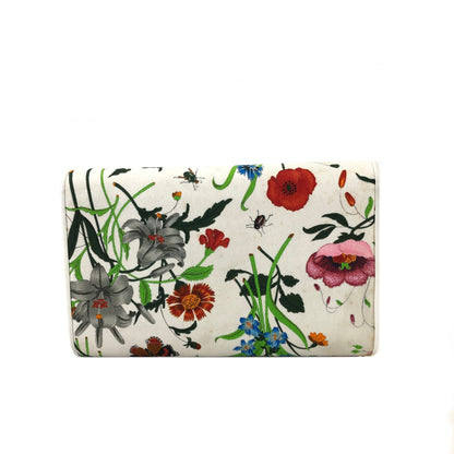 GUCCI Flora Chain Shoulder bag White Vintage Old gucci r847md