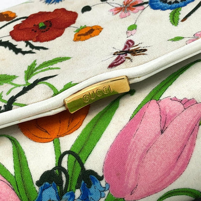 GUCCI Flora Chain Shoulder bag White Vintage Old gucci r847md
