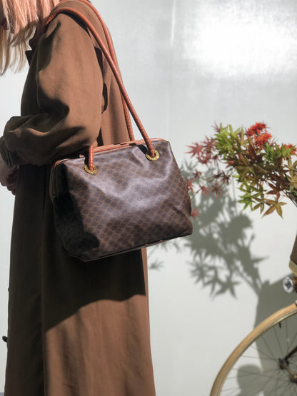 CELINE Macadam Circle Charm 肩背包 棕色 復古 舊款 Celine vdarns