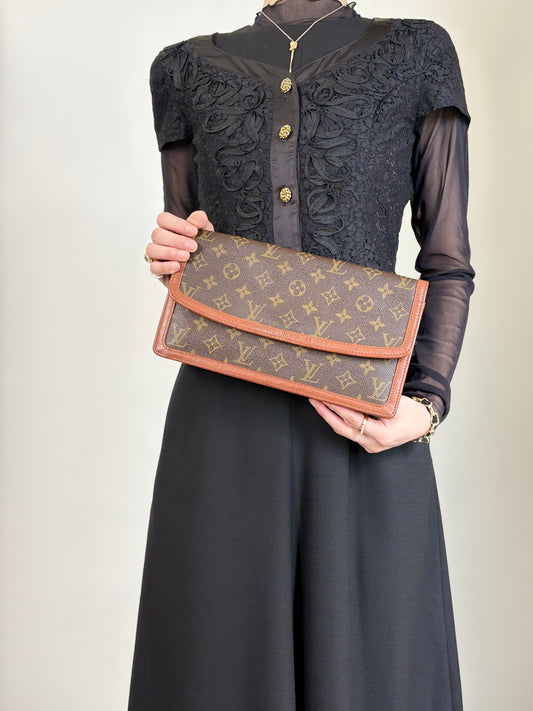 LOUIS VUITTON Monogram Clutch bag Brown Vintage 3pebsa