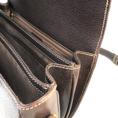 GUCCI bamboo leather crossbody shoulder bag Brown Vintage Old 6t7smn