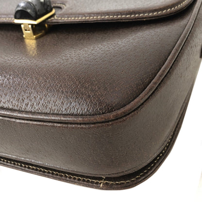 GUCCI bamboo leather crossbody shoulder bag Brown Vintage Old 6t7smn
