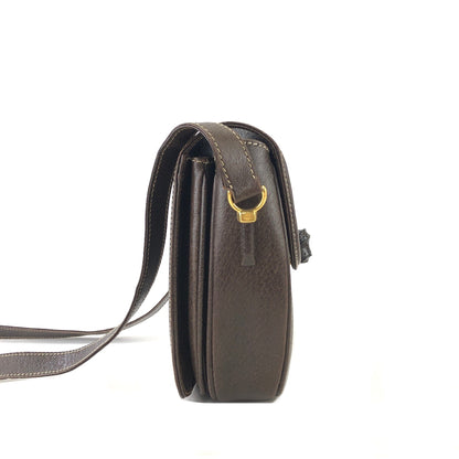 GUCCI bamboo leather crossbody shoulder bag Brown Vintage Old 6t7smn