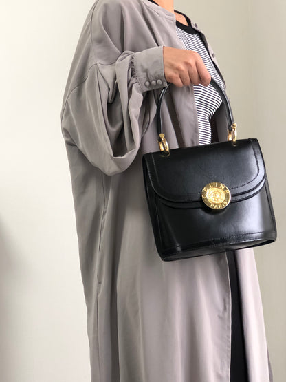 CELINE Medal Motif Handbag Black Vintage tgv7x5