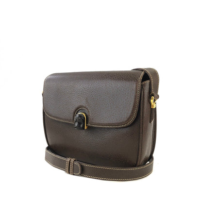 GUCCI bamboo leather crossbody shoulder bag Brown Vintage Old 6t7smn