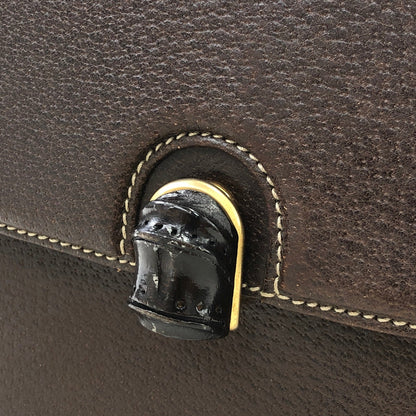 GUCCI bamboo leather crossbody shoulder bag Brown Vintage Old 6t7smn