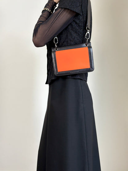 GIVENCHY Logo Shoulder bag Black×Orange Vintage ahpuhk