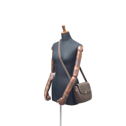 GUCCI bamboo leather crossbody shoulder bag Brown Vintage Old 6t7smn