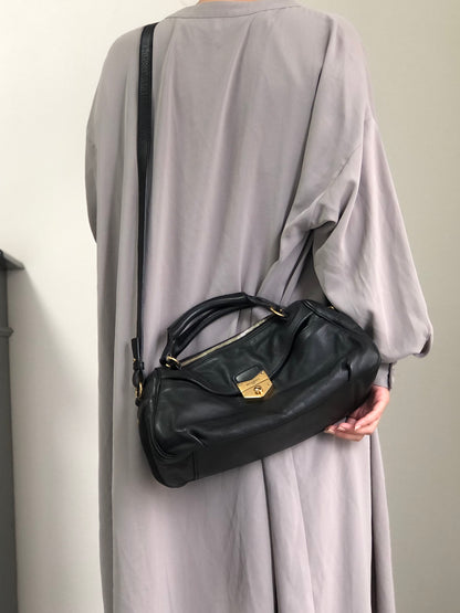 Yves Saint Laurent Two-way Handbag Shoulder bag Black Vintage wu64ez