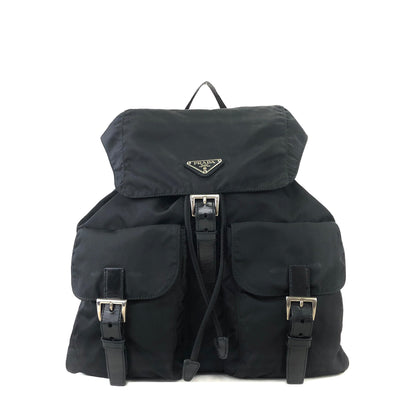 PRADA Triangle Logo Nylon Leather Backpack Black Vintage Old uhadjd