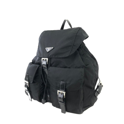 PRADA Triangle Logo Nylon Leather Backpack Black Vintage Old uhadjd