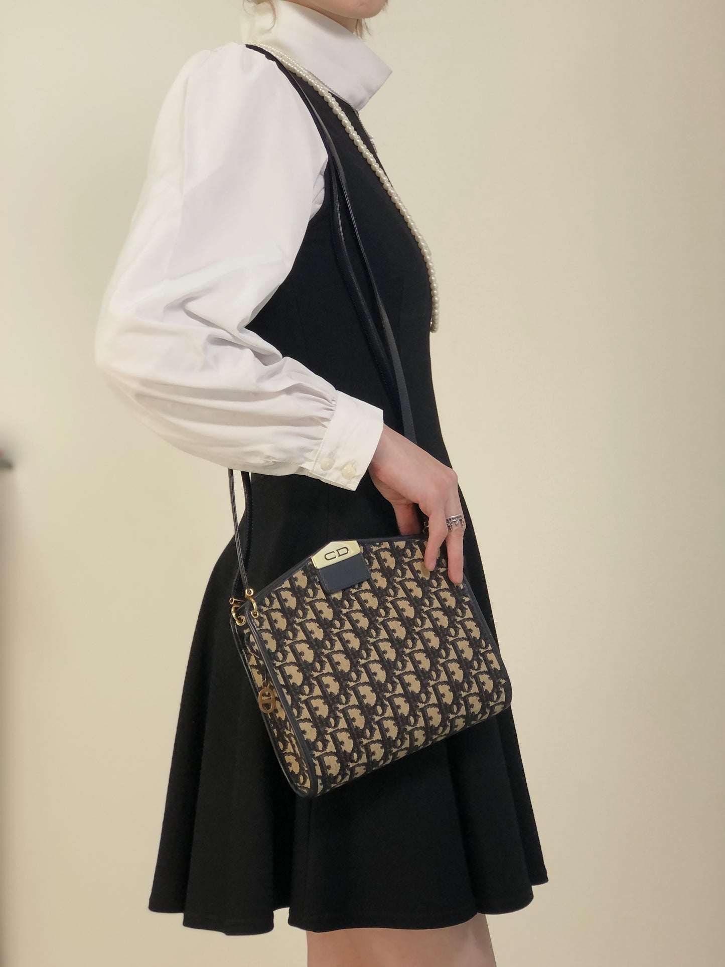 Christian Dior Trotter CD Logo Shoulder bag Navy Vintage 2vvpv4