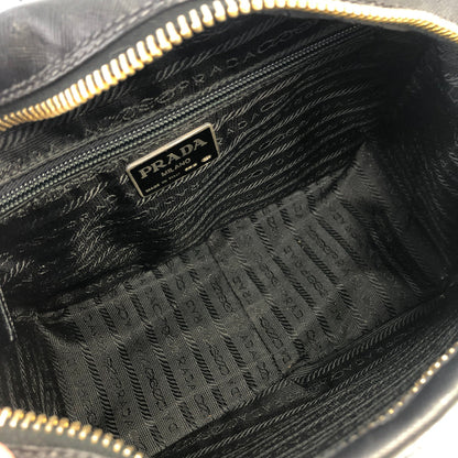 PRADA logoEmbossed  saffiano leather  side lock shoulder bag black Vintage Old 7yy5td