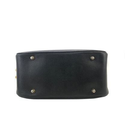 PRADA logoEmbossed  saffiano leather  side lock shoulder bag black Vintage Old 7yy5td