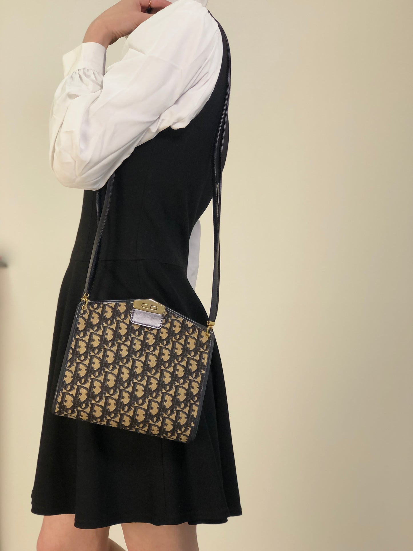 Christian Dior Trotter CD Logo Shoulder bag Navy Vintage 2vvpv4