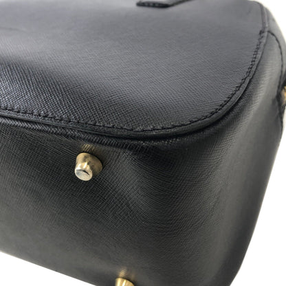 PRADA logoEmbossed  saffiano leather  side lock shoulder bag black Vintage Old 7yy5td