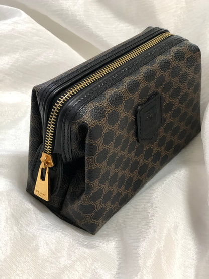 CELINE Macadam Blason Logo Pouch Black Vintage Old CELINE c3u24g