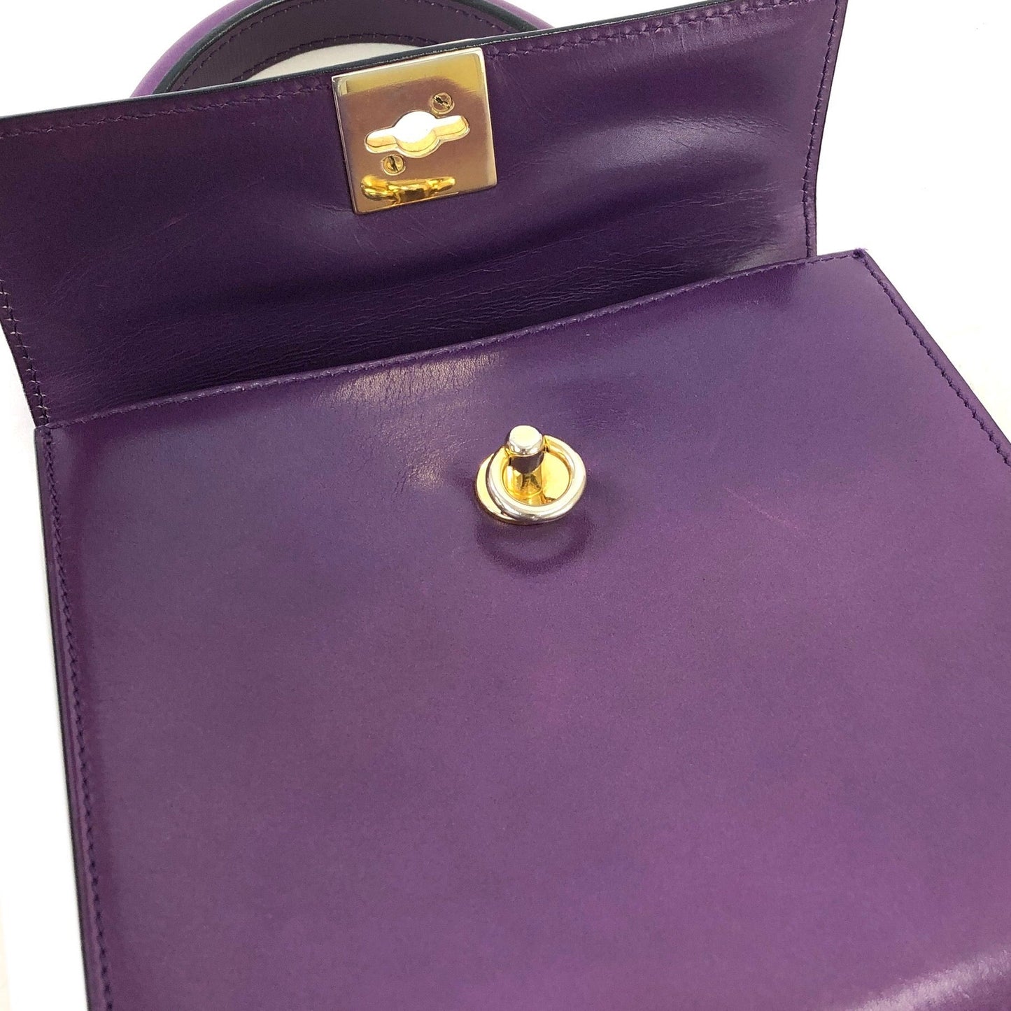 CELINE Gancini Top handle Crossbody 2Way Shoulder bag Handbag Purple Old CELINE Vintage 2hubjj