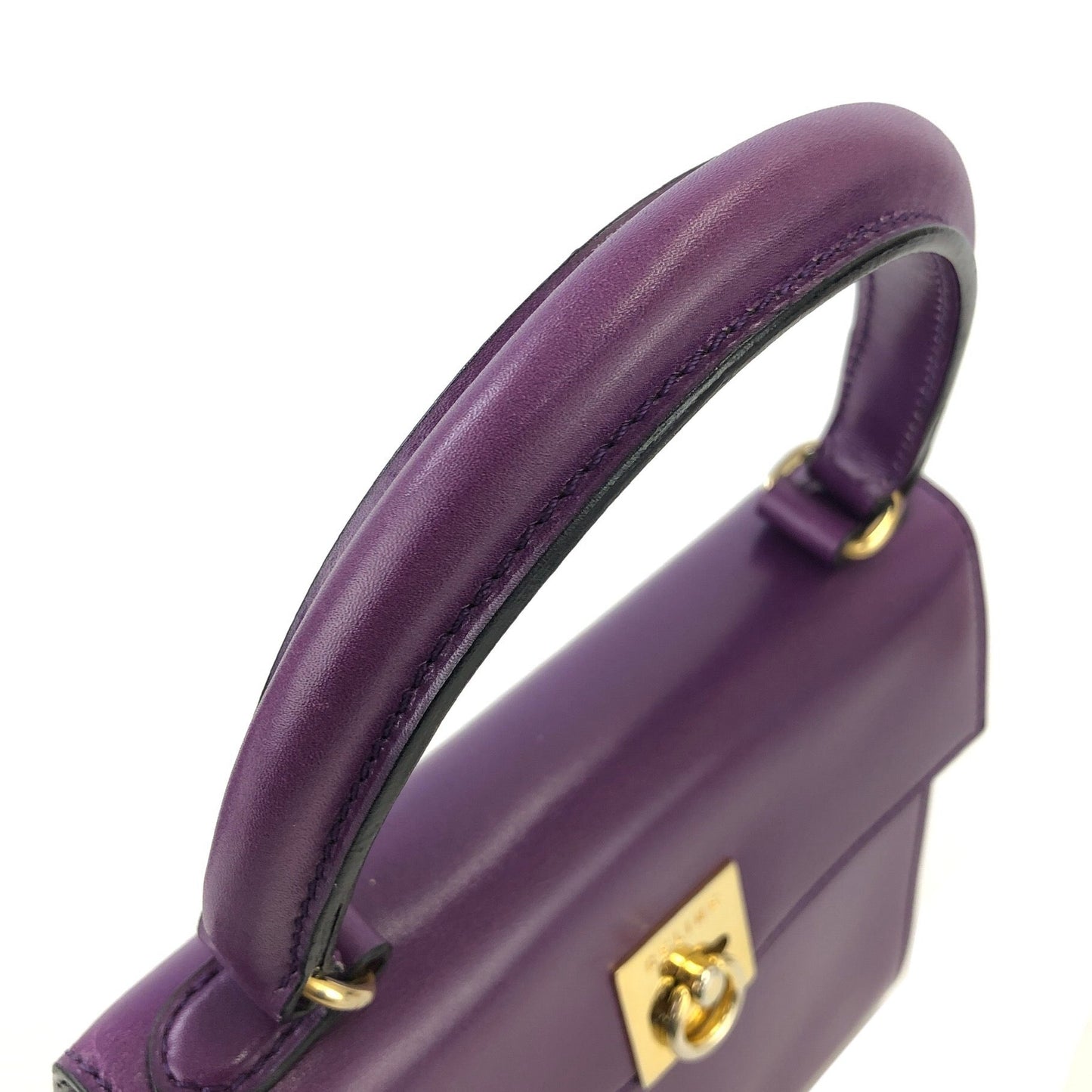 CELINE Gancini Top handle Crossbody 2Way Shoulder bag Handbag Purple Old CELINE Vintage 2hubjj