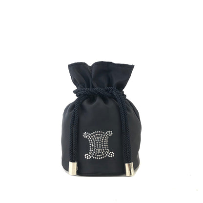 CELINE Triomphe Bijou 尼龍抽繩迷你包手提包黑色復古舊款 Celine eerin5