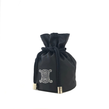 CELINE Triomphe Bijou 尼龍抽繩迷你包手提包黑色復古舊款 Celine eerin5