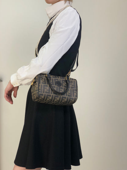 FENDI Zucca Two-way Small Boston bag Shoulder bag Brown Vintage sfanas