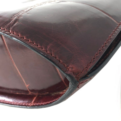 CELINE Toggle clasp Crocodile Leather Shoulder bag Bordeaux Vintage Old Celine gnzfgw