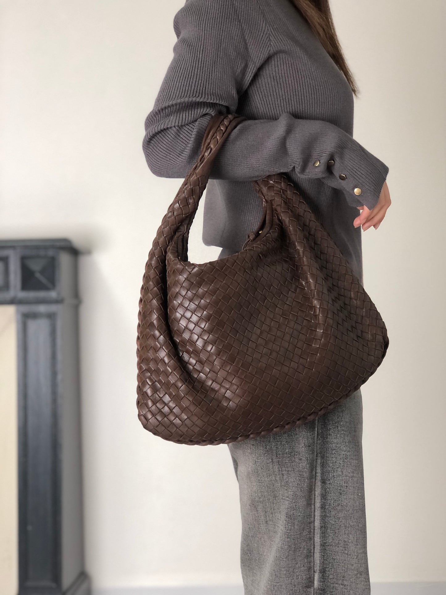 Bottega Veneta Intrecciato Shoulder bag Hobobag Brown Vintage 8kxwhy
